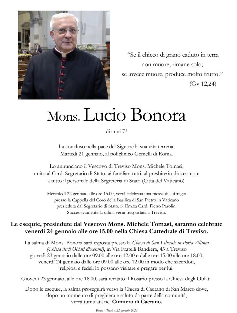 Epigrafe Mons. Lucio Bonora