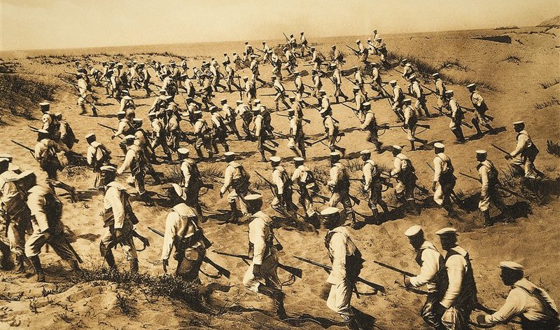 cartolina propagandistica dellepoca truppe italiane sbarcano a tripoli nel 1911