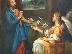 Annunciazione, copia di dipinto di Federico Barocci o Baroccio, eseguita da FMM nel 1910.
