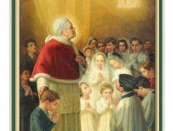 Pio X con i bambini e la madonna delle Cendrole, di Rito Baccarini nel 1955.