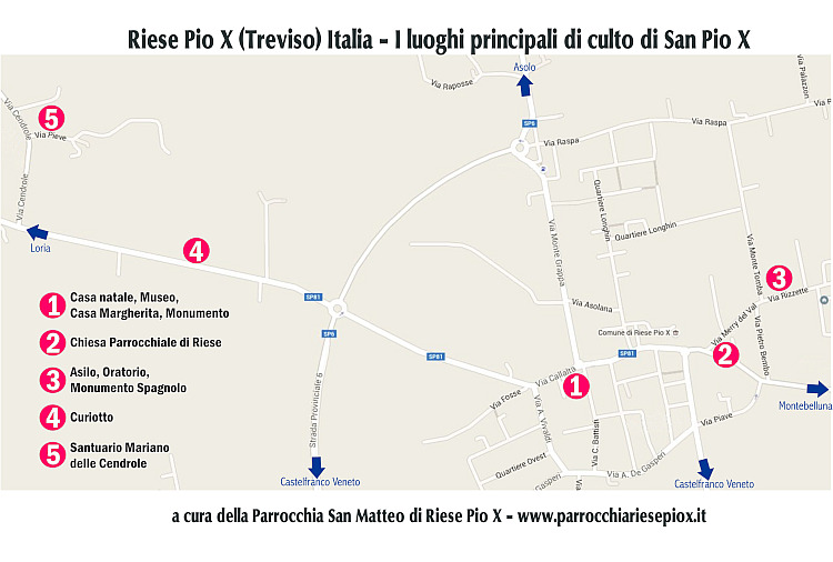 Mappa statica luoghi di culto di San Pio X