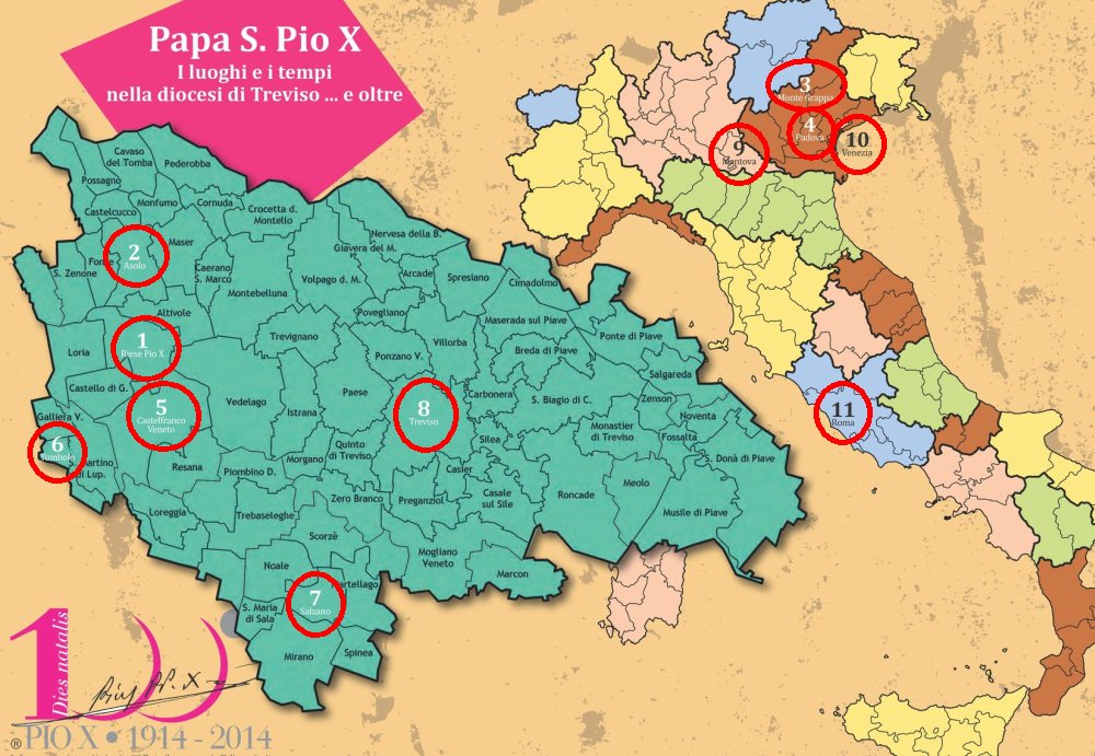 Mappa dei luoghi di San Pio X